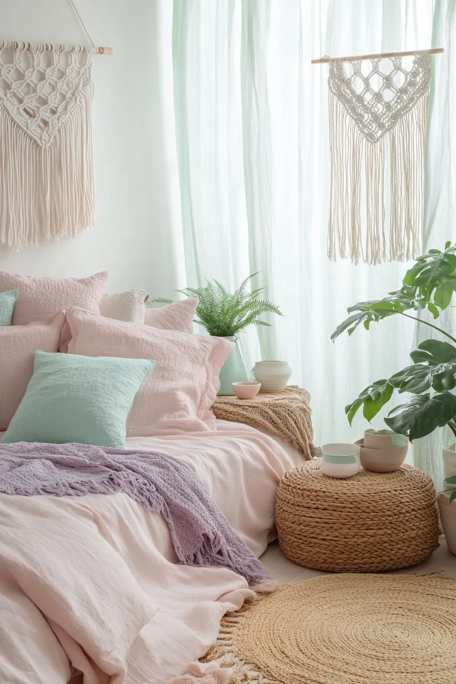 Achieve Serenity and Style with Summer Pastel Bohemian Bedroom Decor