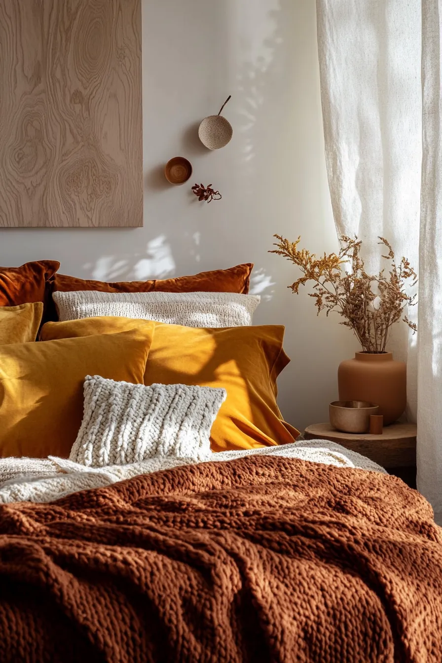 Autumnal bedroom color palettes warm tones for a calming retreat