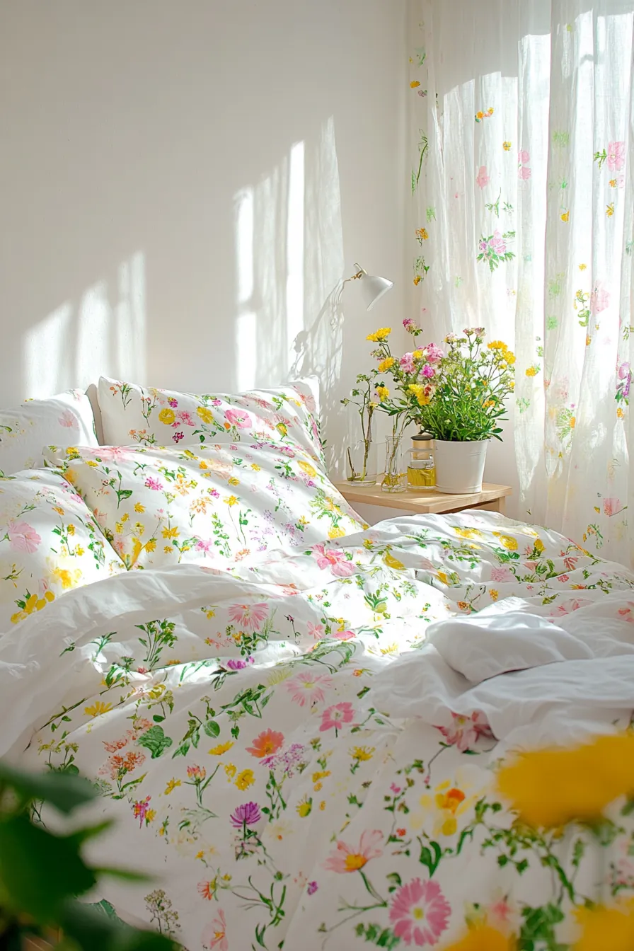 Bright Spring Floral Bedroom Accents for Vibrant Small Room Decor