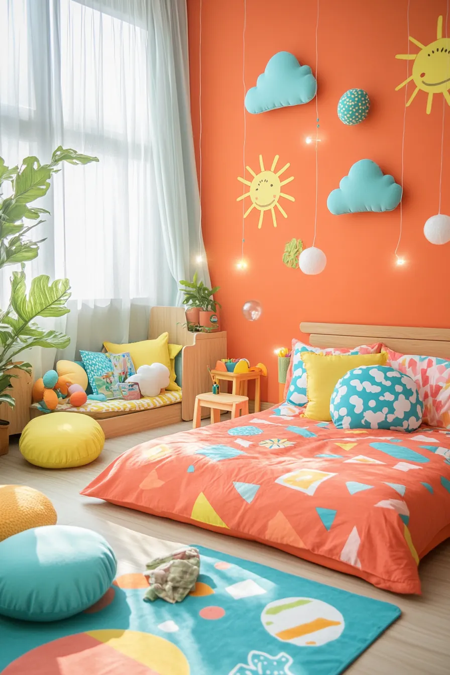 Bright and Cheerful Colorful Summer Bedroom Decor for Kids Spaces