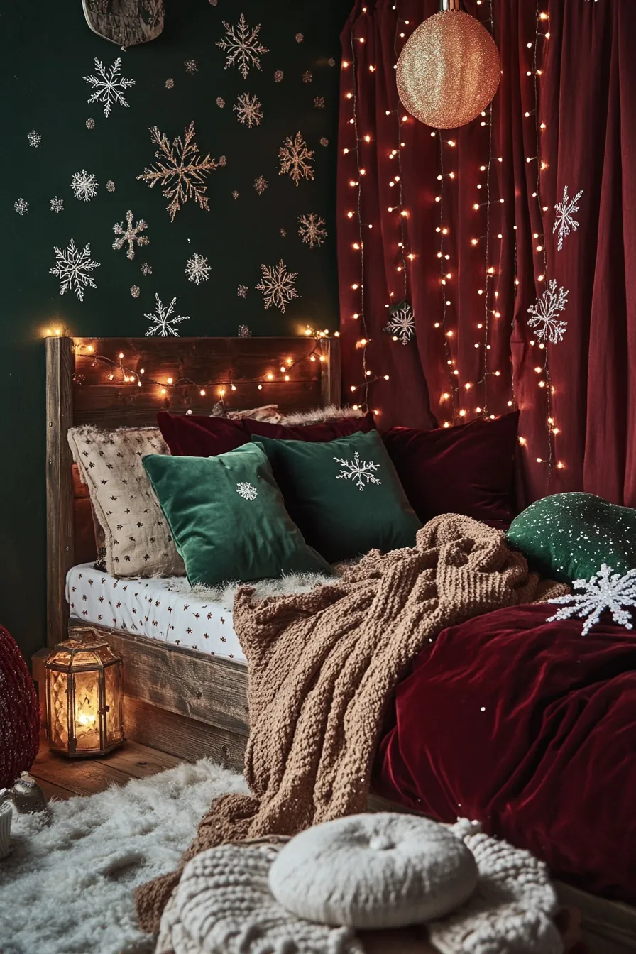 Bright and cheerful festive holiday kids bedroom styling ideas for winter cheer