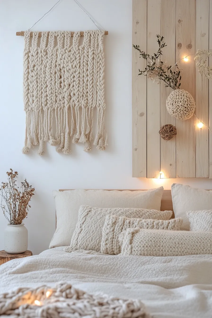 Charming winter hygge bedroom wall decor to create a serene retreat