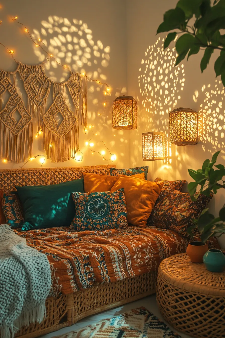 Chic Holiday Bohemian Bedroom Lighting Ideas for Relaxing Evenings