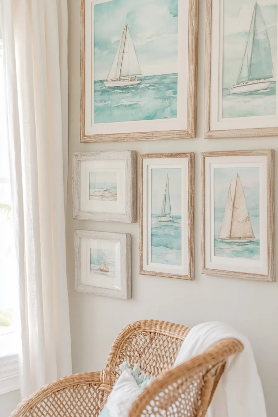 Chic Ideas for a Summer Coastal Bedroom Gallery Wall