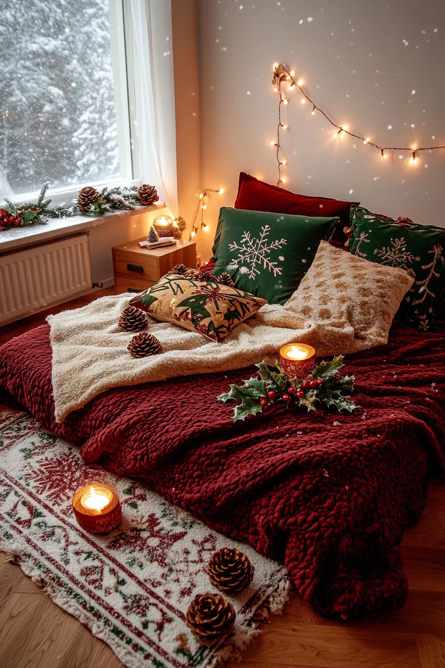 Chic and Cozy Festive Holiday Bedroom Decor Small Spaces Ideas