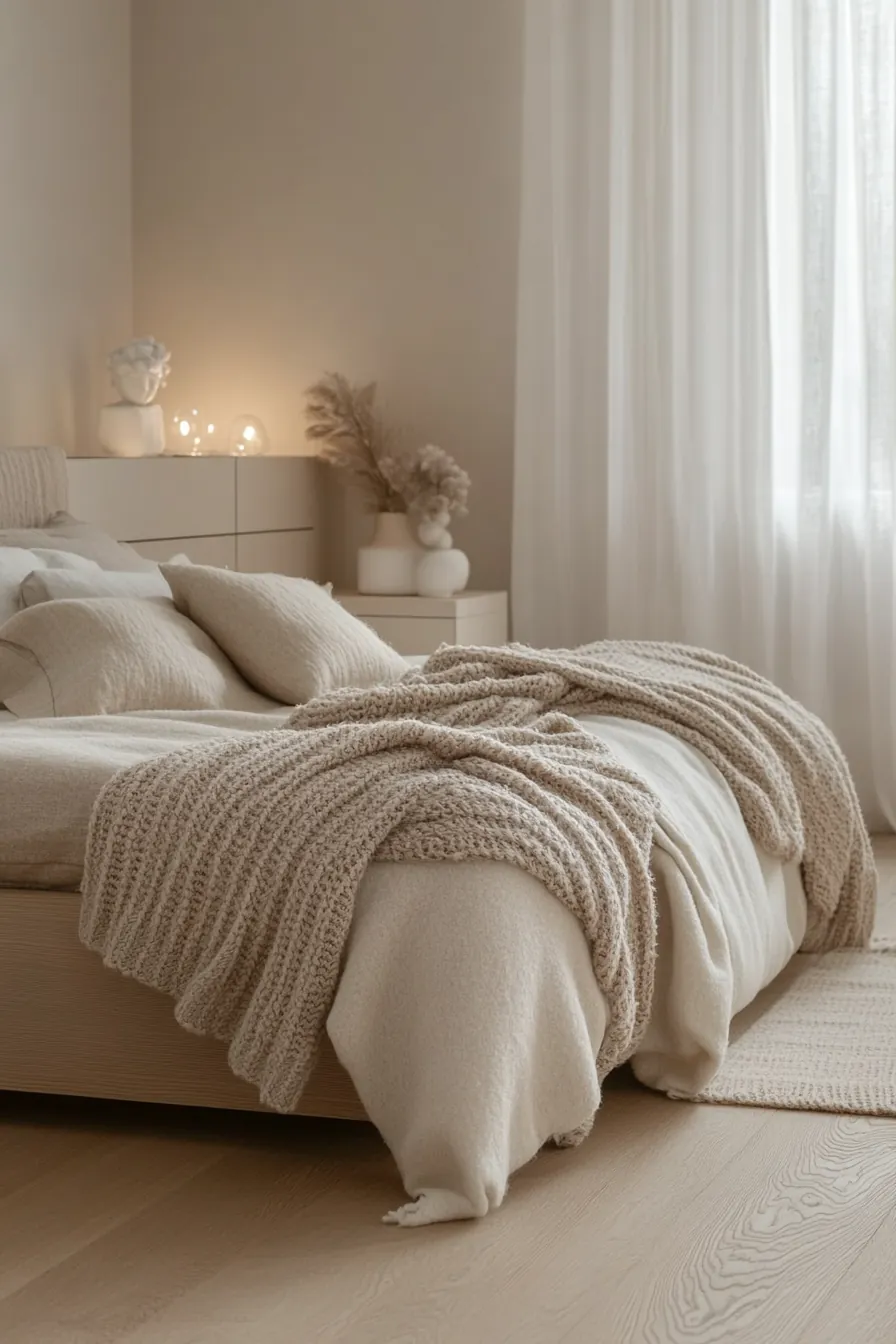 Chic and Simple Minimalist Winter Bedroom Textiles Perfect for Modern Spaces