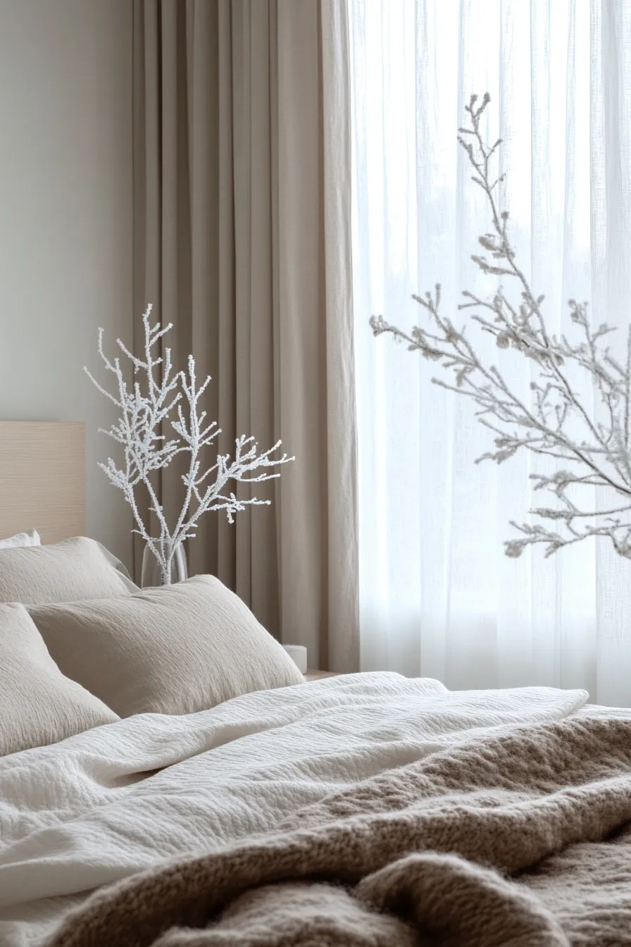 Chic winter themed minimalist bedroom decor to transform your resting place