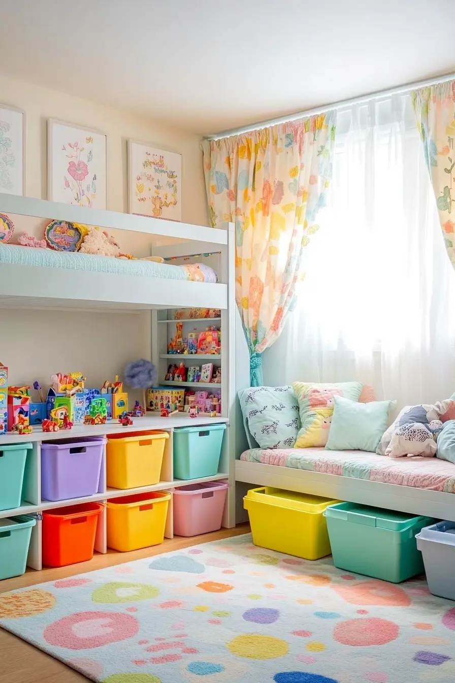 Colorful and Functional Storage Solutions in Kids Rooms
