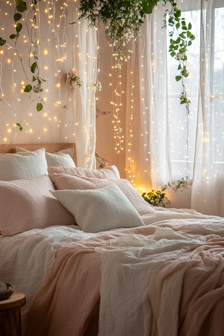 Cozy Ambience with Summer Bedroom Fairy Lights Inspiration Ideas