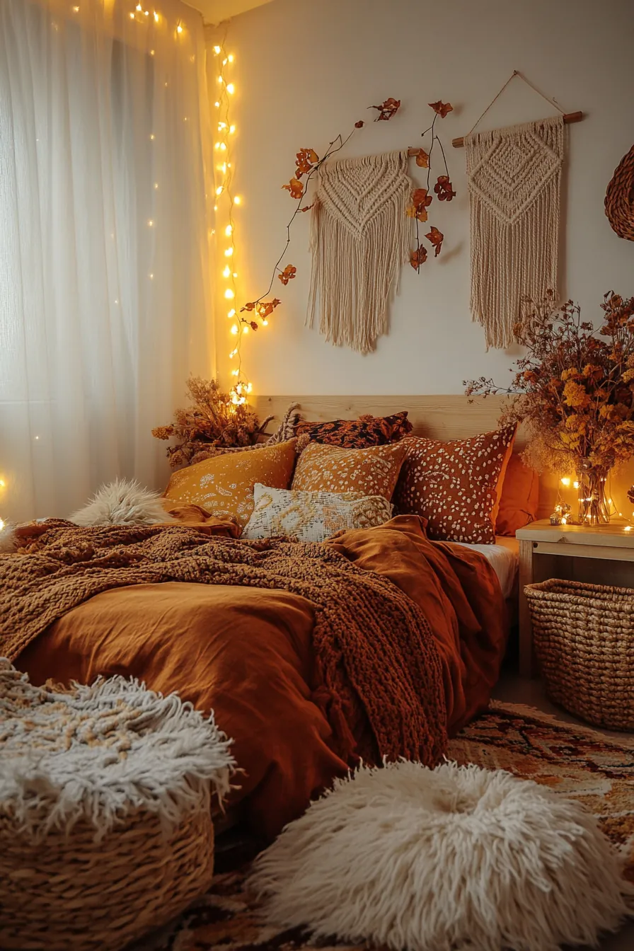 Cozy Boho Autumn Bedroom Styles for Small Spaces