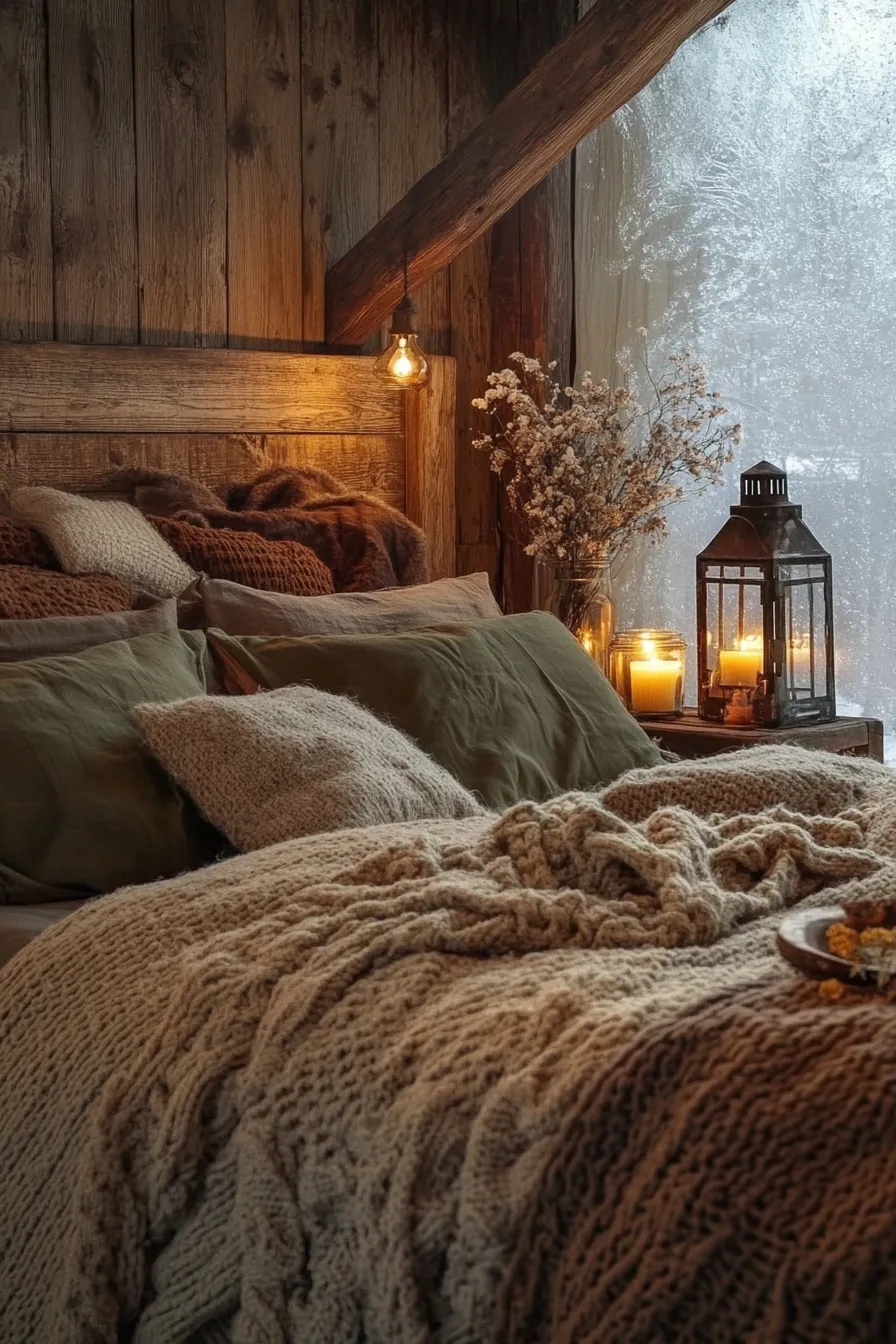Cozy Rustic Bedroom Lighting for Winter Ambiance and Warmth