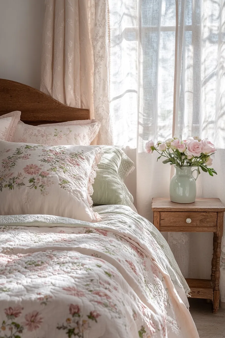 Cozy Up with Spring Floral Cottage Bedroom Textiles for a Fresh Look