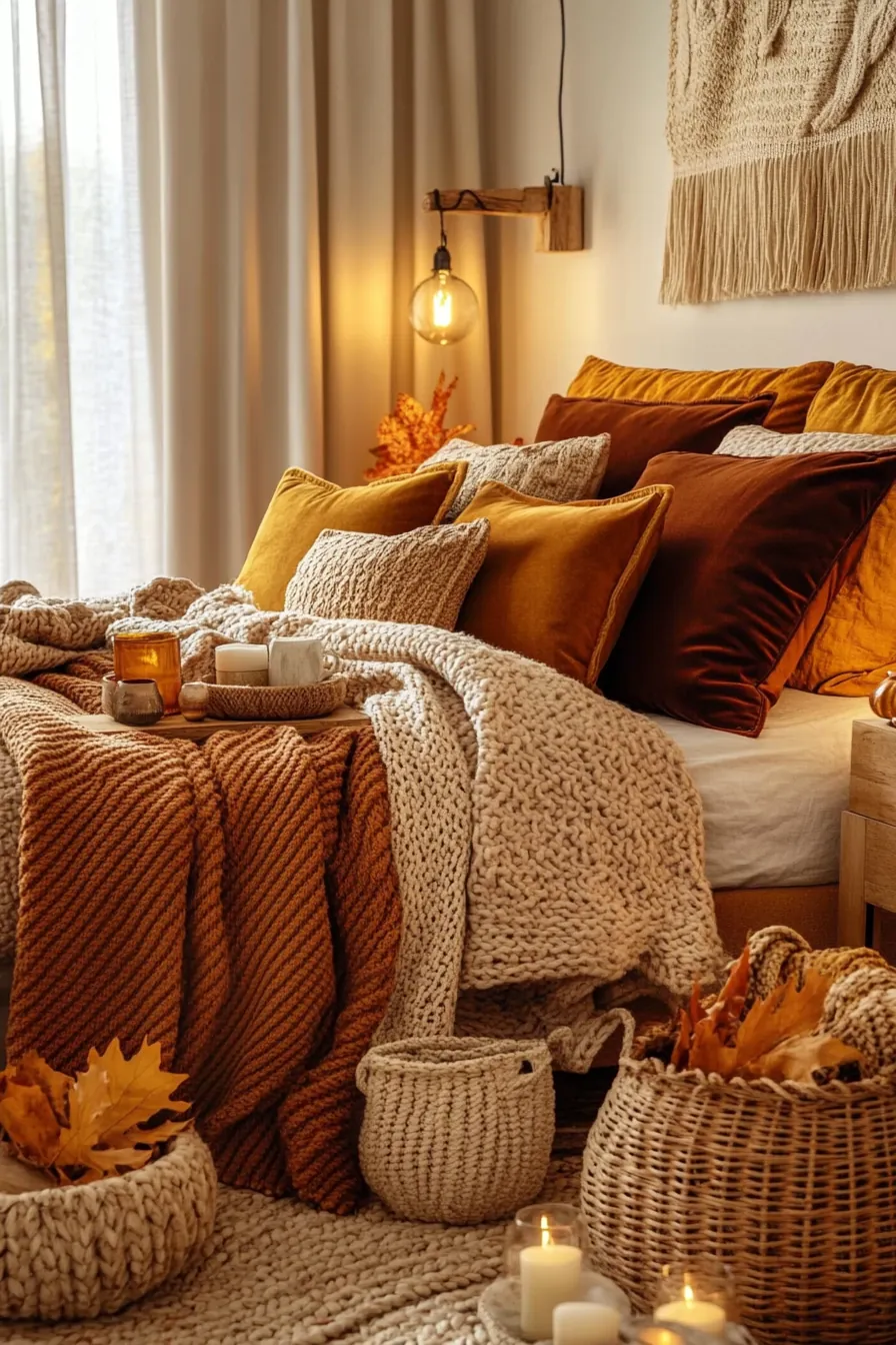 Cozy Warm Tone Bedroom Accessories for Fall Inspired Decor