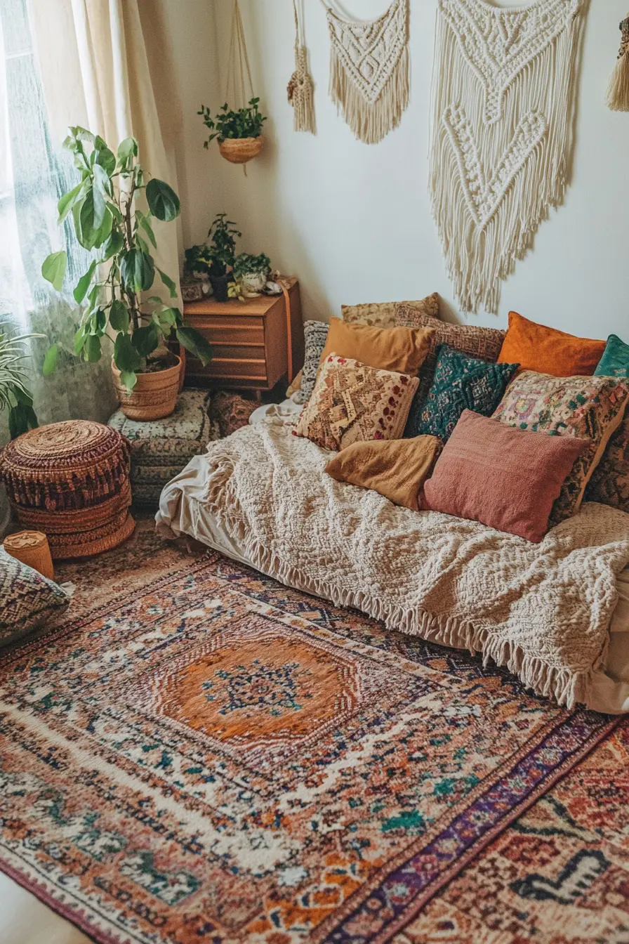 Create Boho Dreams with Layered Rugs in Your Bedroom