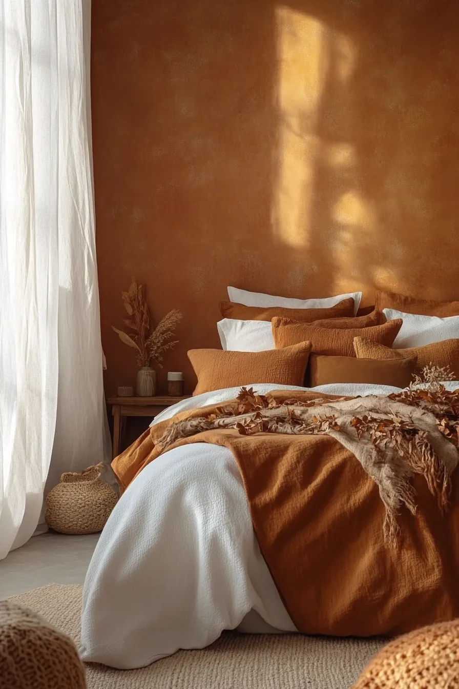 Create Comfort with Warm Spice Colour Bedroom Walls Autumn Decor