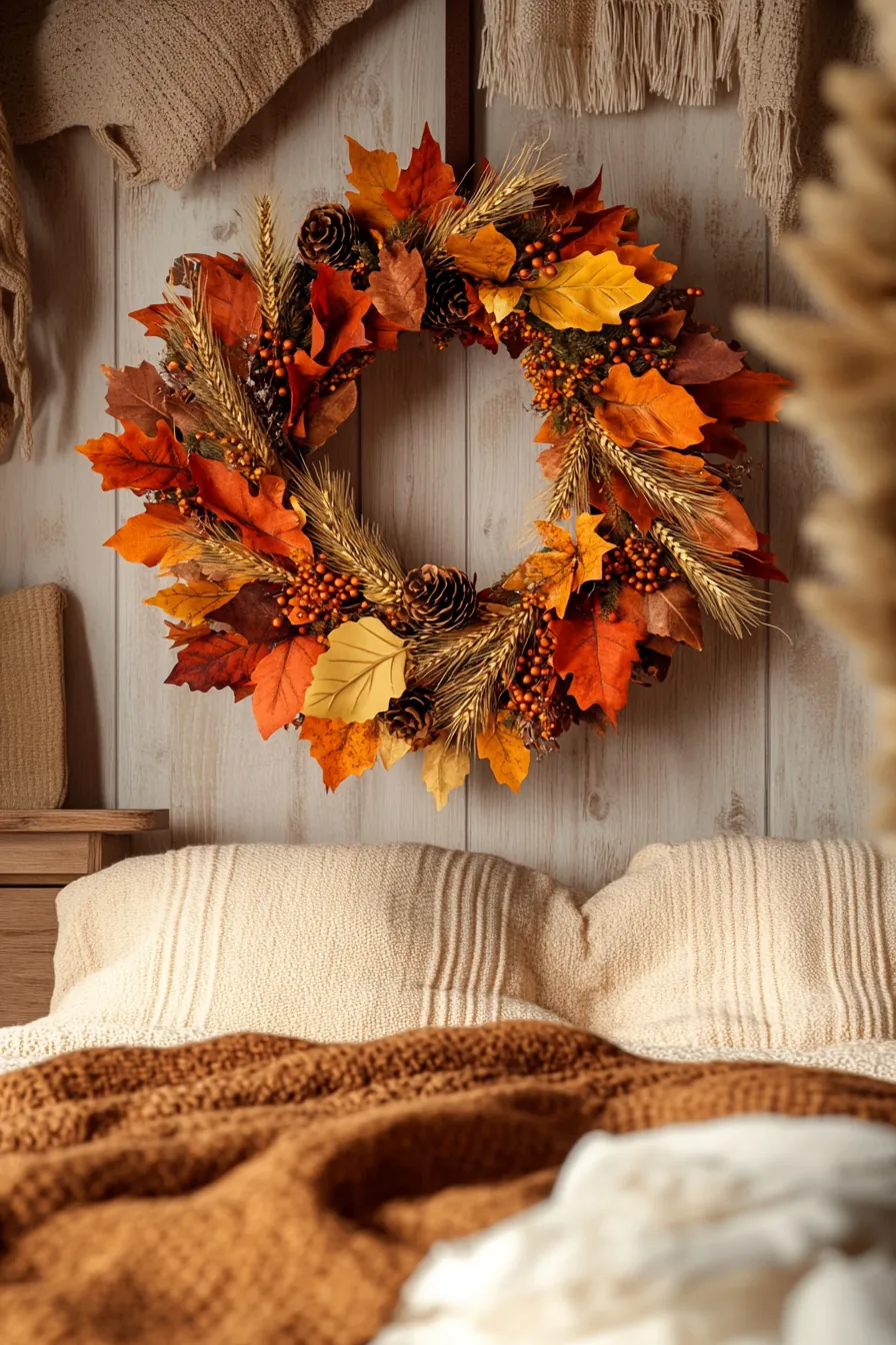 Create Cozy Ambiance with Fall Inspired Bedroom Wreath Decor