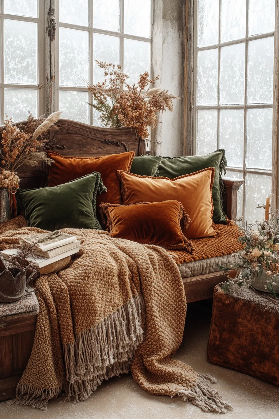 Create Cozy Ambiance with Vintage Textured Fabrics for Winter Bedrooms