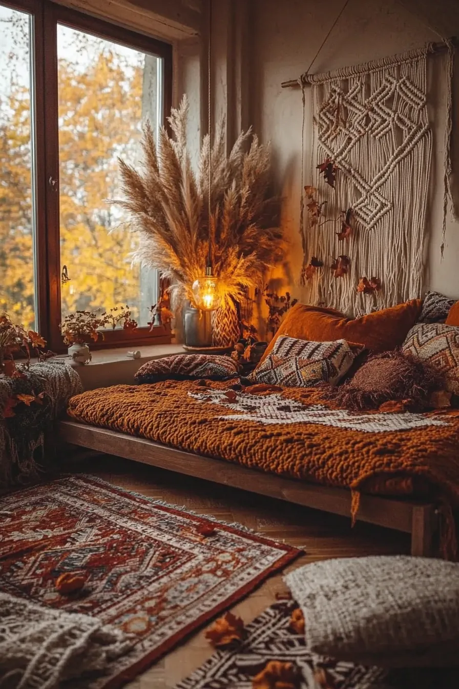Create Cozy Vibes Using Fall Inspired Bohemian Bedroom Decor