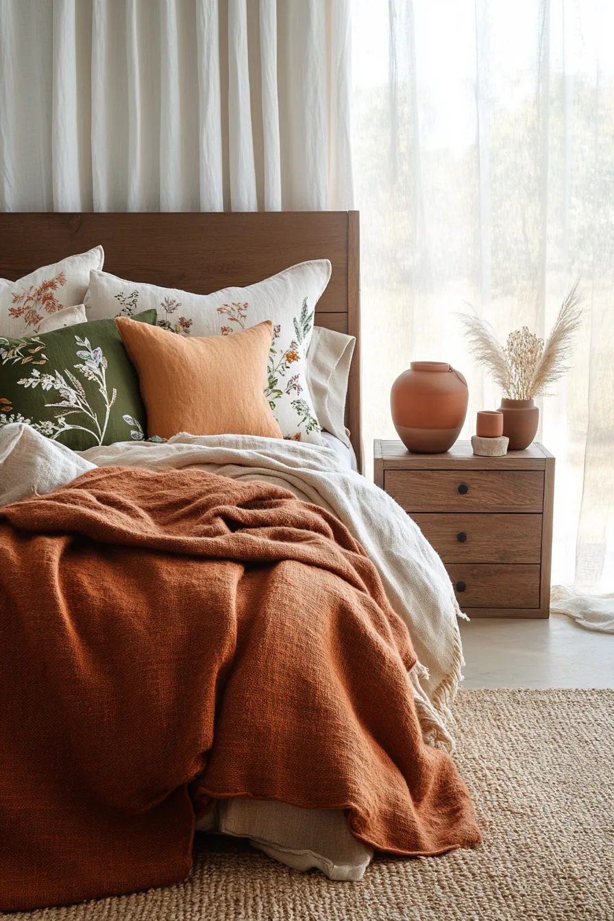 Create Cozy Warmth Using Autumn Earthy Tone Bedroom