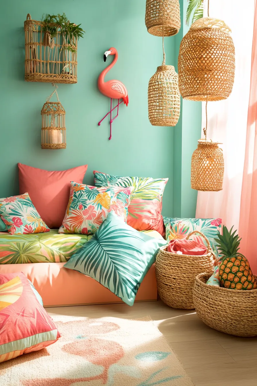 Create Fun and Vibrant Summer Tropical Kids Room Accessories