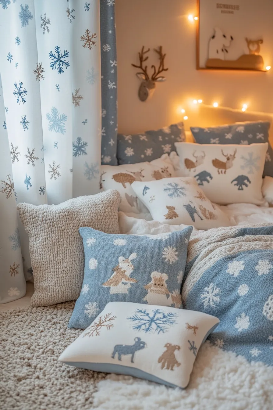 Create Inviting Kids Bedroom Decor Using Cozy Winter Patterns and