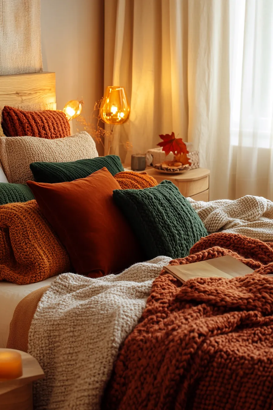 Create Inviting Spaces with Autumn Earthy Bedroom Textile Ideas