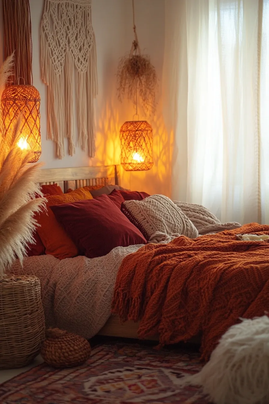 Create Inviting Vibes with Boho Autumn Bedroom Mood Lighting