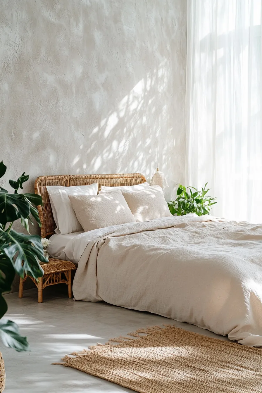 Create Summer Bedroom Styling with Natural Textures in a Minimalist Bedroom