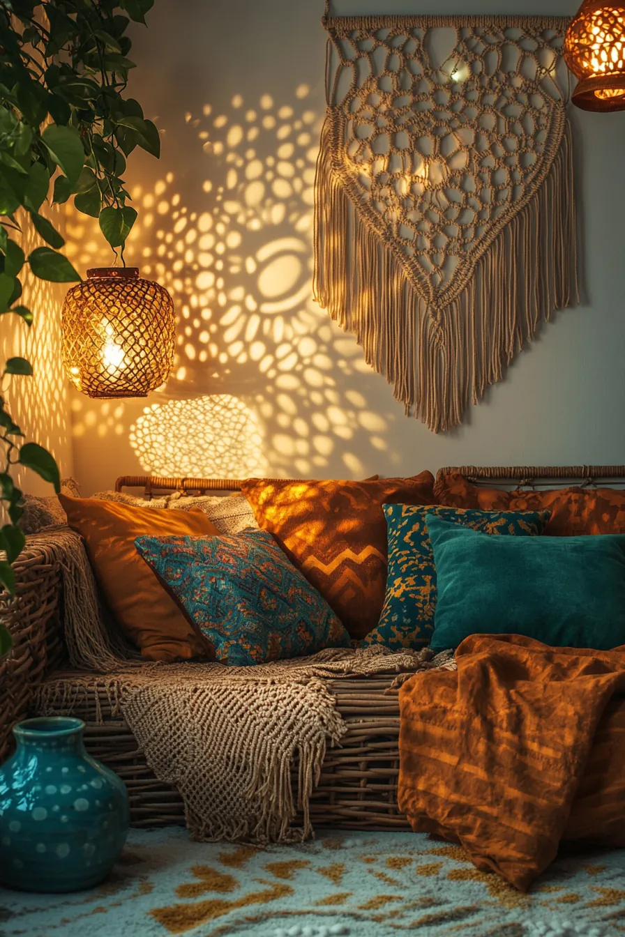 Create Warm Ambiance with Holiday Bohemian Bedroom Lighting Ideas