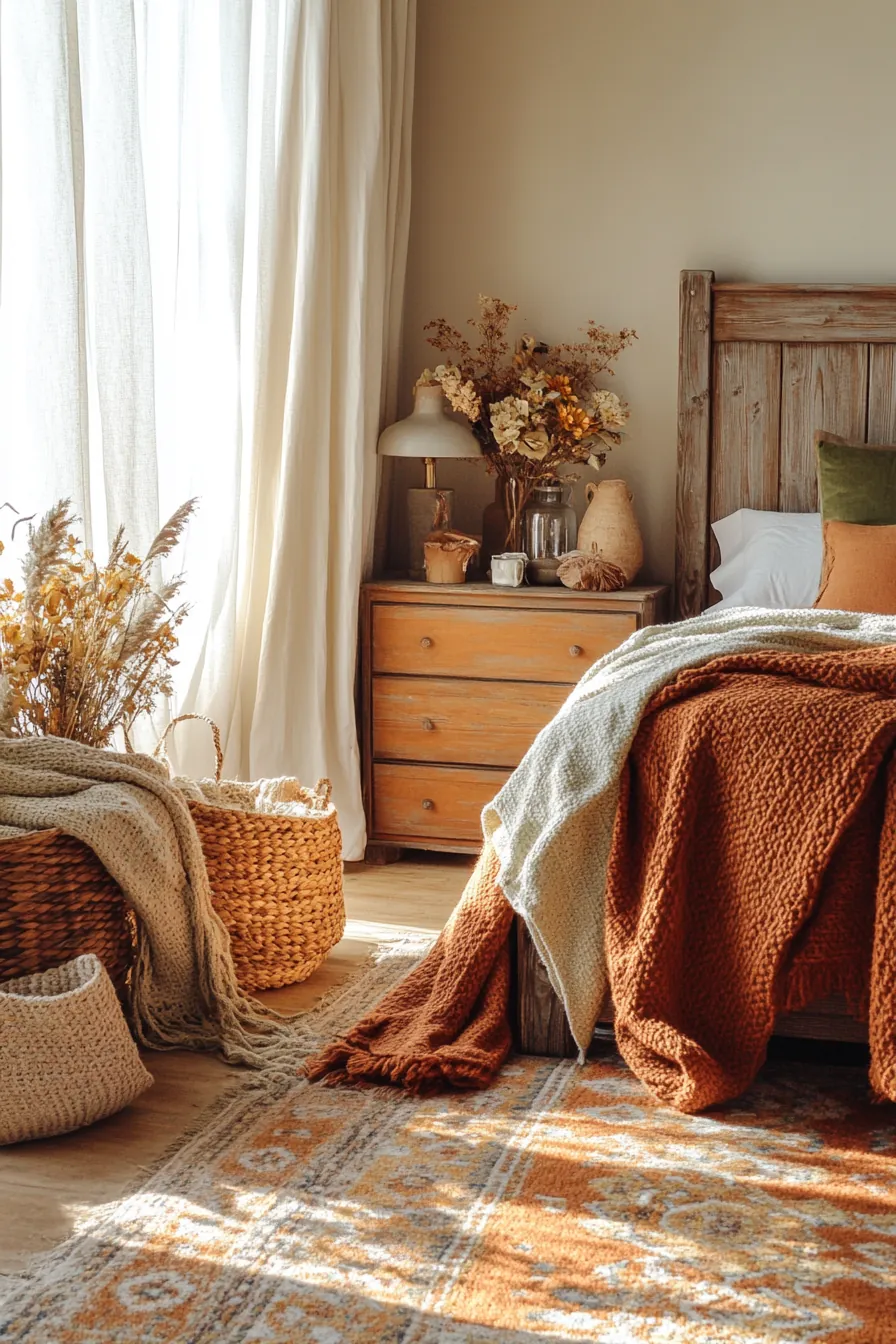 Create a Cozy Autumnal Rustic Bedroom Color Palette for Vintage Charm