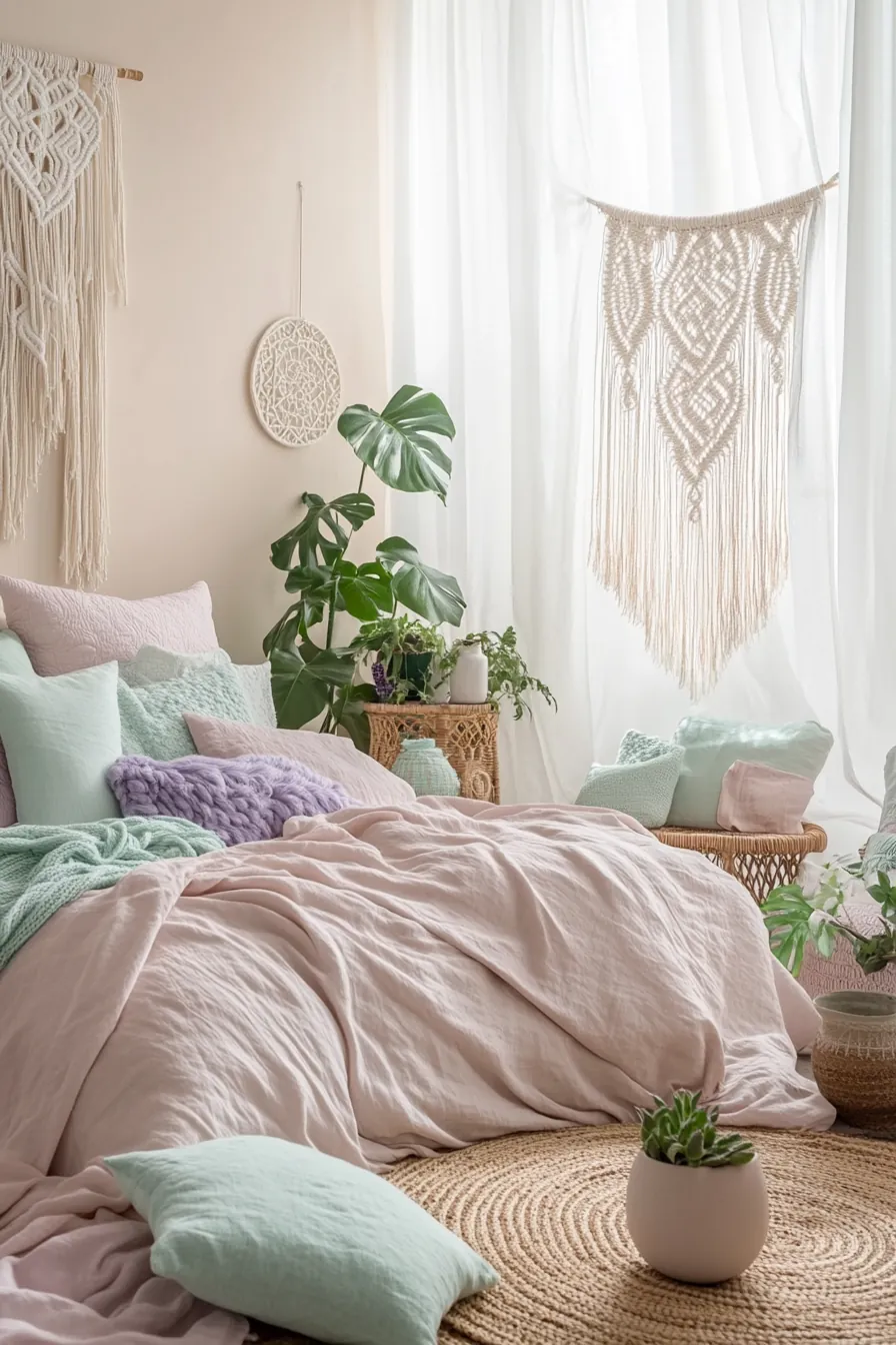 Create a Cozy Summer Pastel Bohemian Bedroom Decor for Effortless Chic