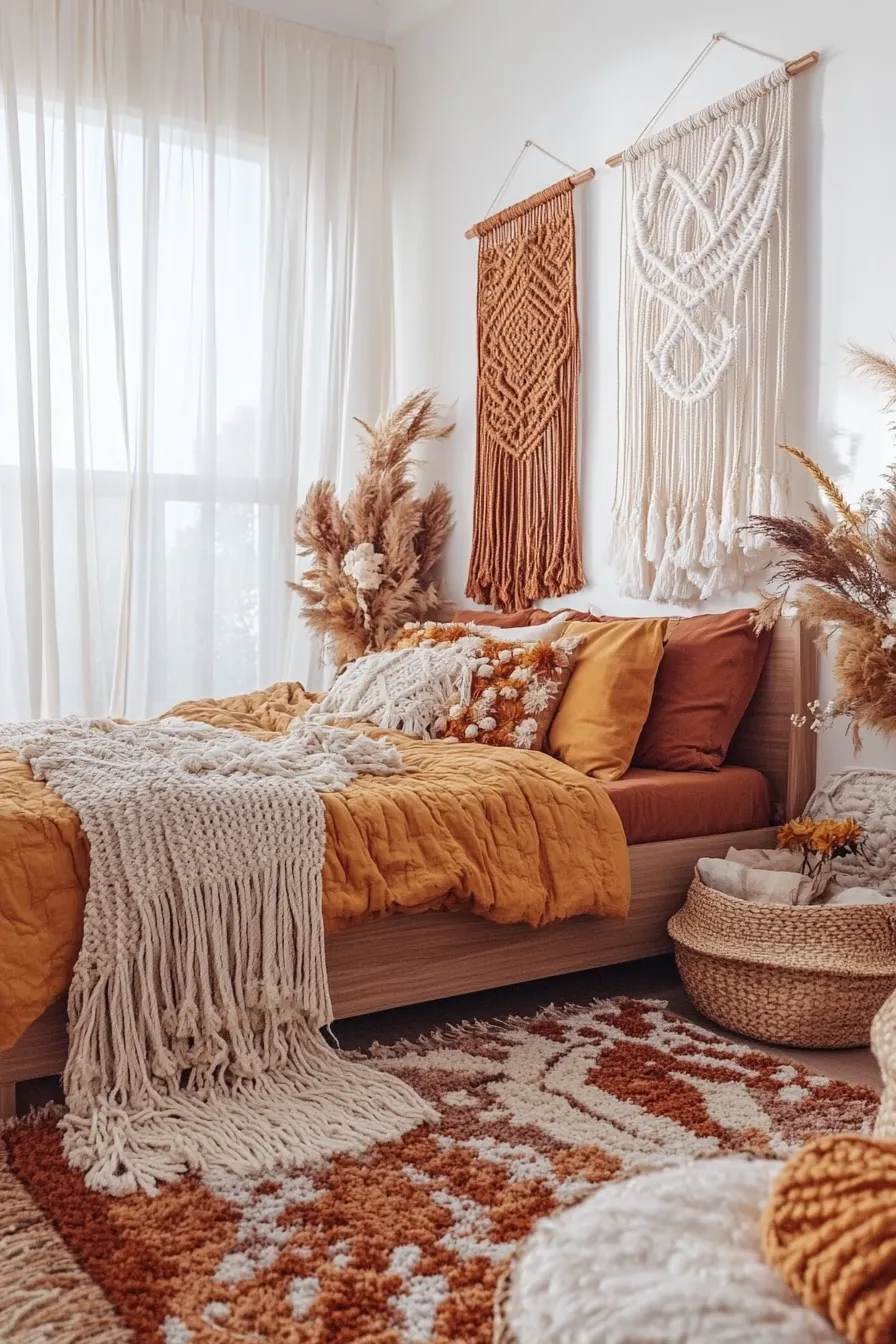 Create a Dreamy Bohemian Fall Bedroom for Girls with Warm Textures and Colors