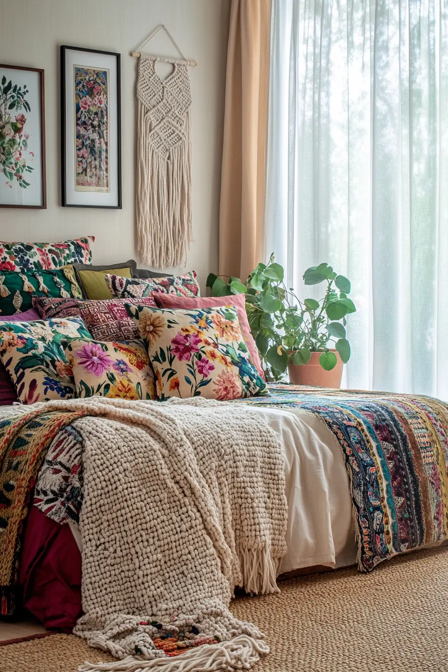 Create a Dreamy Boho Bedroom with Pattern Mixing Techniques