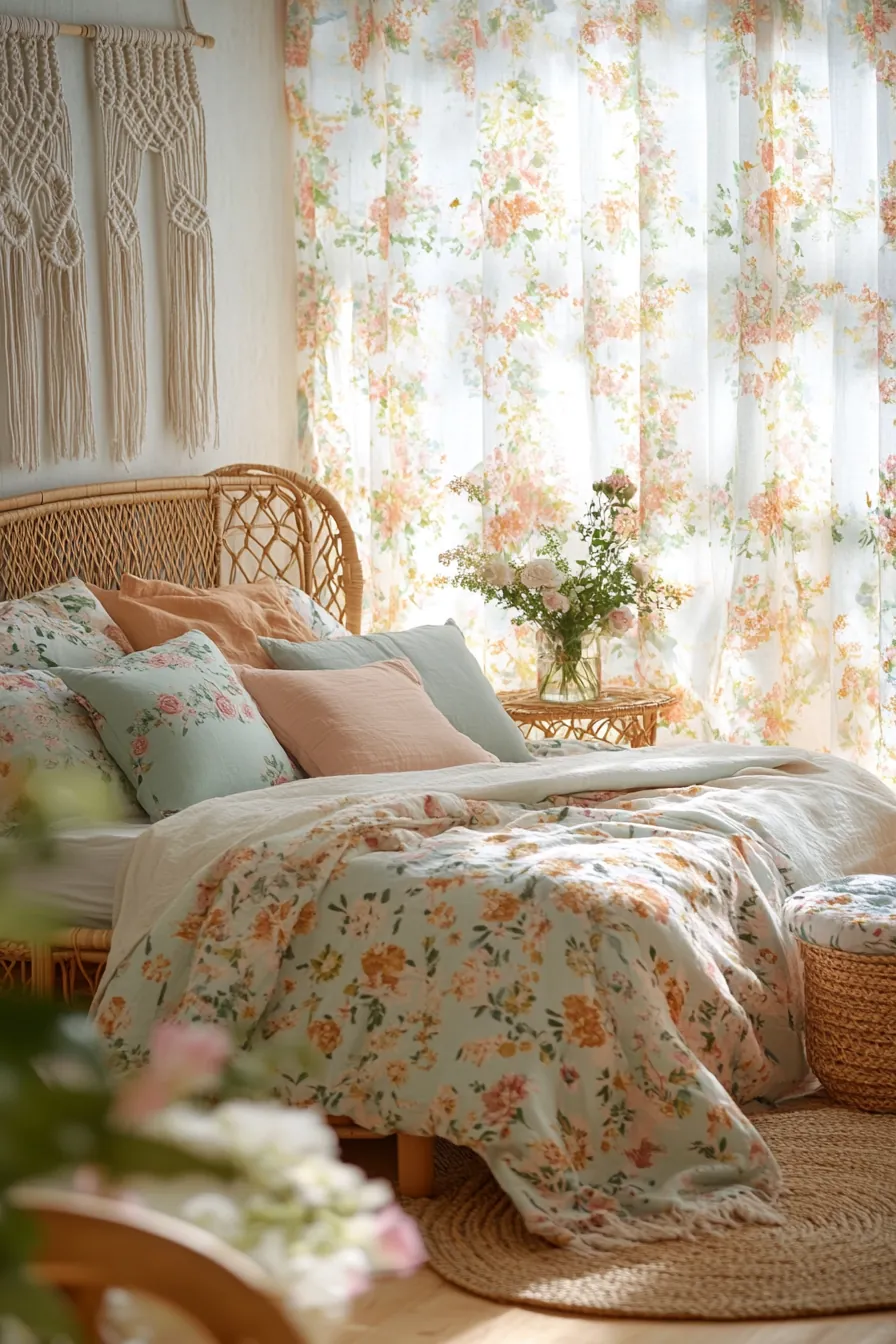 Create a Dreamy Floral Boho Summer Vibe Decorating Ambiance in Your Bedroom