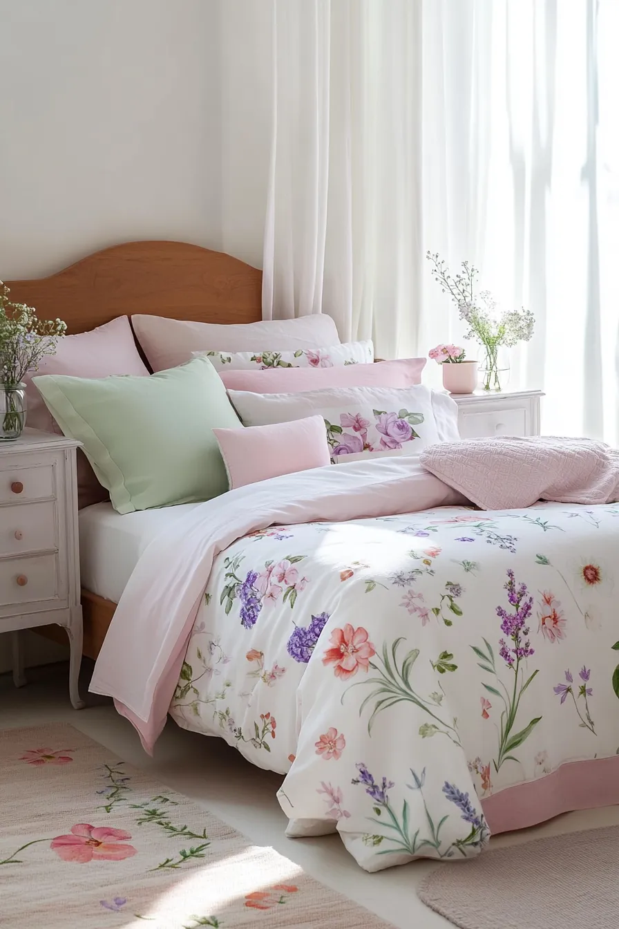 Create a Dreamy Girls Bedroom with Vibrant Spring Floral Bedding Sets
