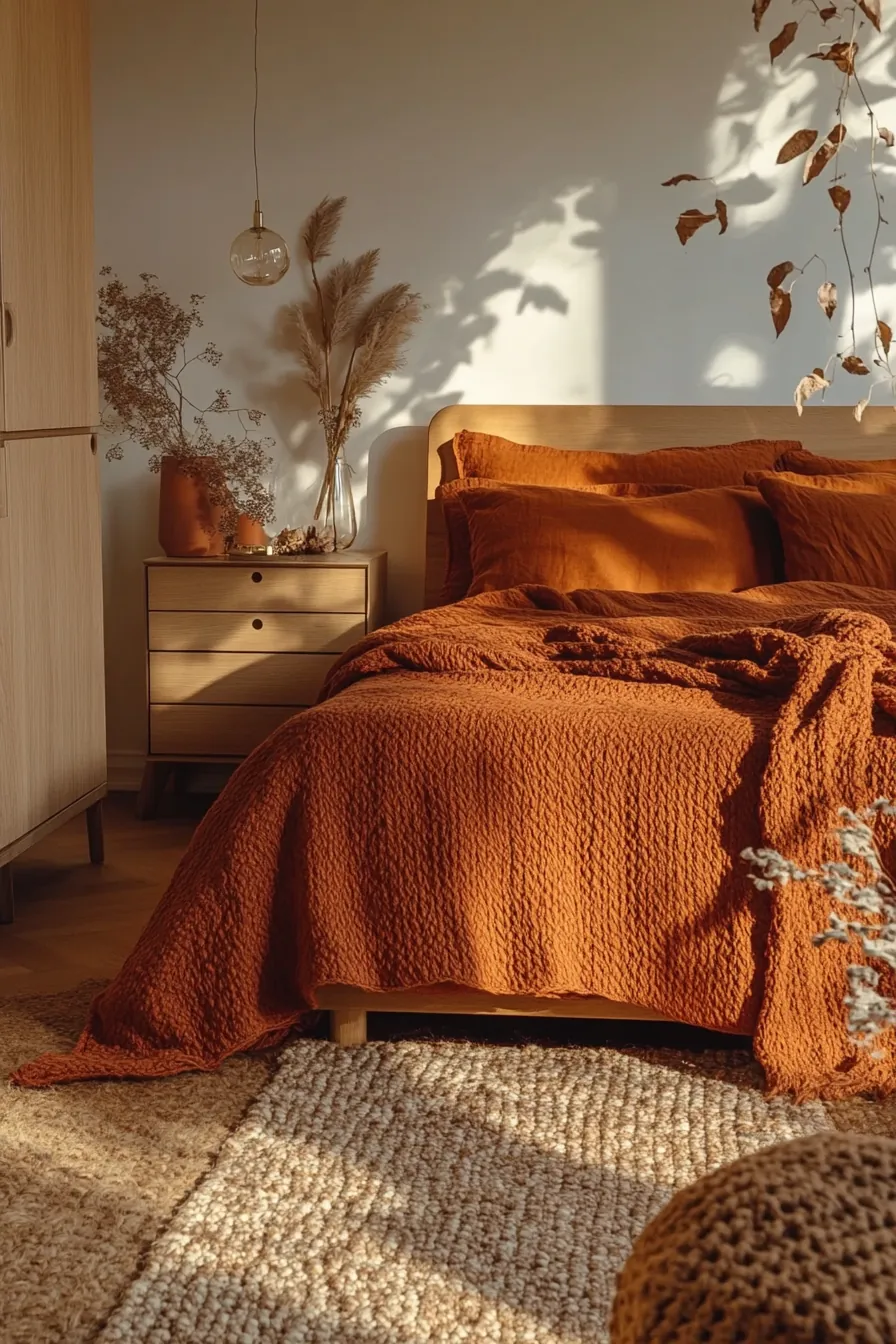 Create a Relaxing Retreat Using Warm Earth Tone Autumn Bedroom Decor