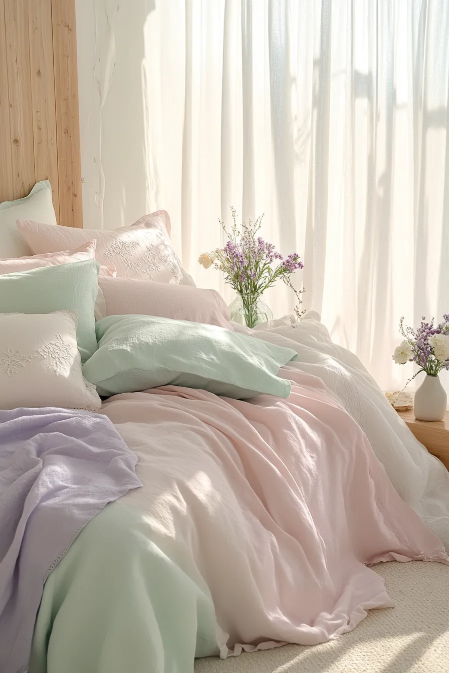 Create a Tranquil Oasis with Spring Bedroom Refresh Pastel Linens