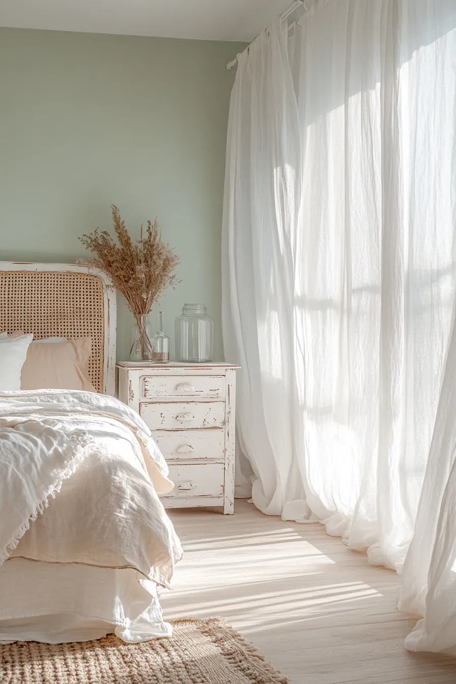 Create an airy summer cottage bedroom styling with light and charm