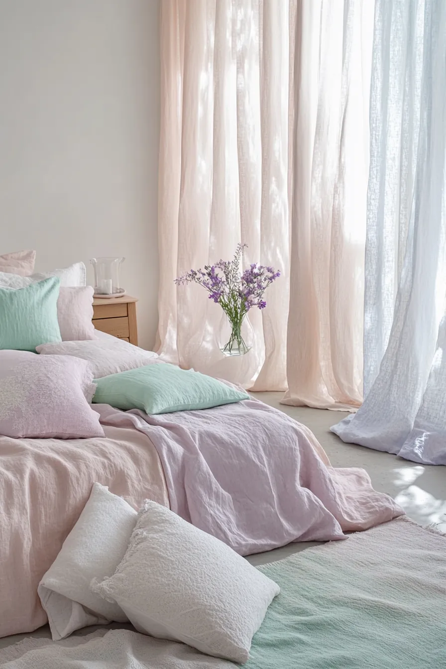 Create calm and cozy vibes with soft pastel spring bedroom ideas