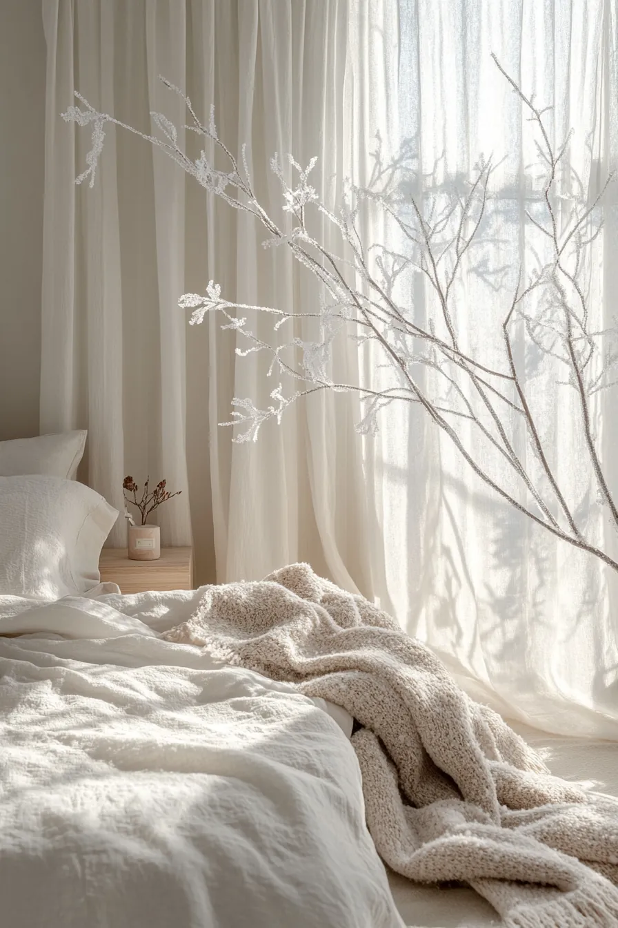 Create calm and warmth with winter themed minimalist bedroom decor inspirations