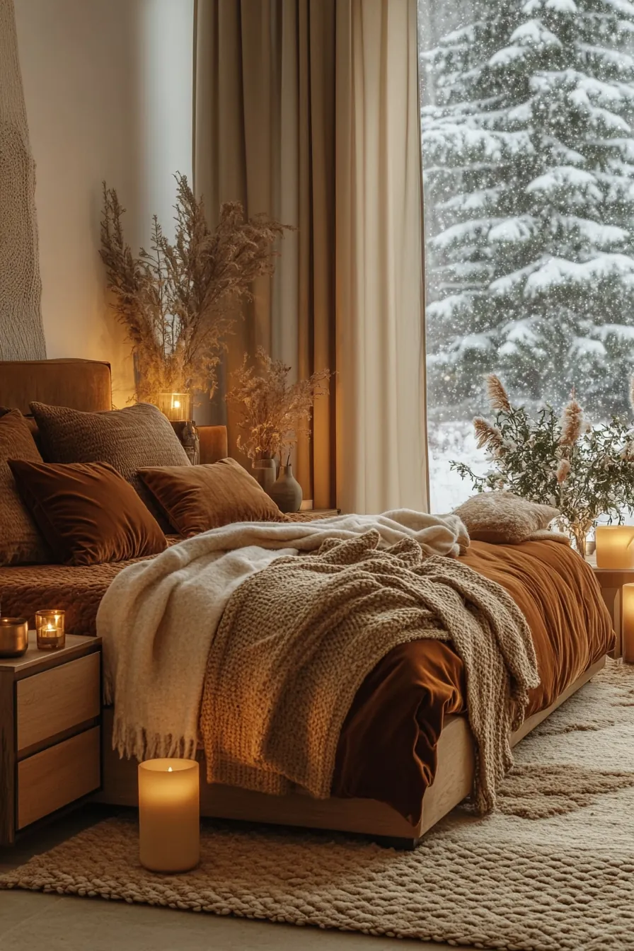 Creating Cozy Ambiance with a Warm Toned Winter Bedroom Palette