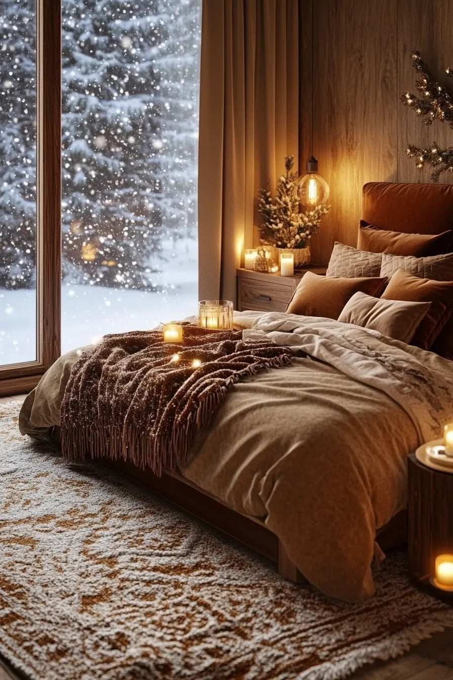 Design Serenity and Warmth Through a Warm Toned Winter Bedroom Palette