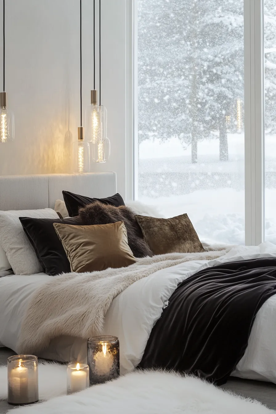 Elegant winter bedroom styling inspiration for a cozy modern luxe retreat