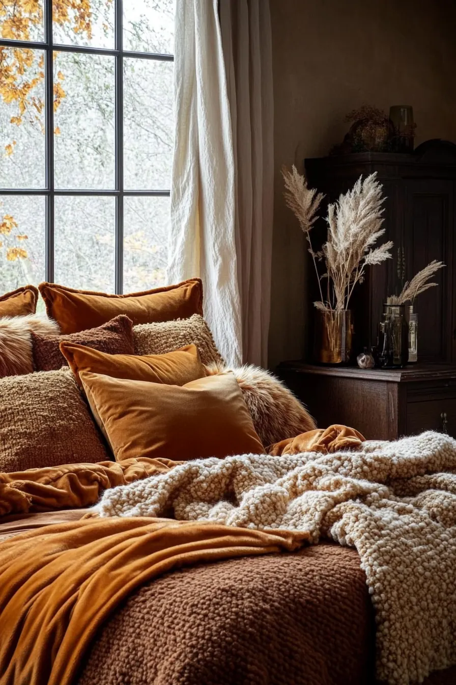 Elevate Autumn Bedroom Style with Warm Textured Fabrics and Soft Tones