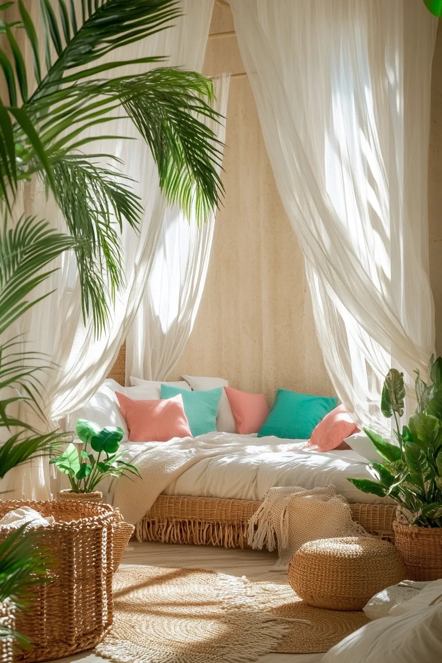 Elevate Bedroom Aesthetic with a Lush Summer Tropical Bedroom Theme