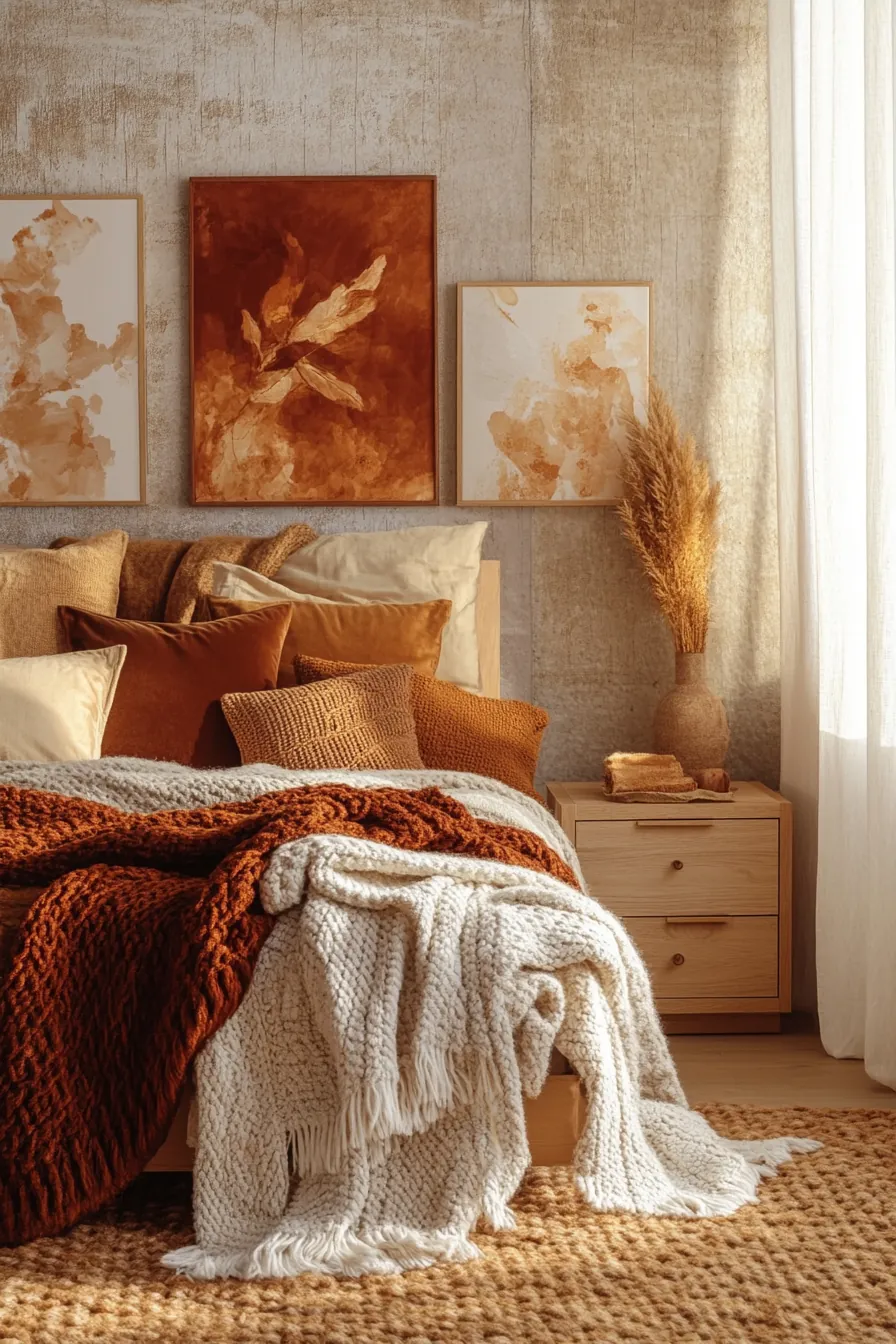Elevate Bedroom Wall Decor with Fall Cozy Layered Bedroom