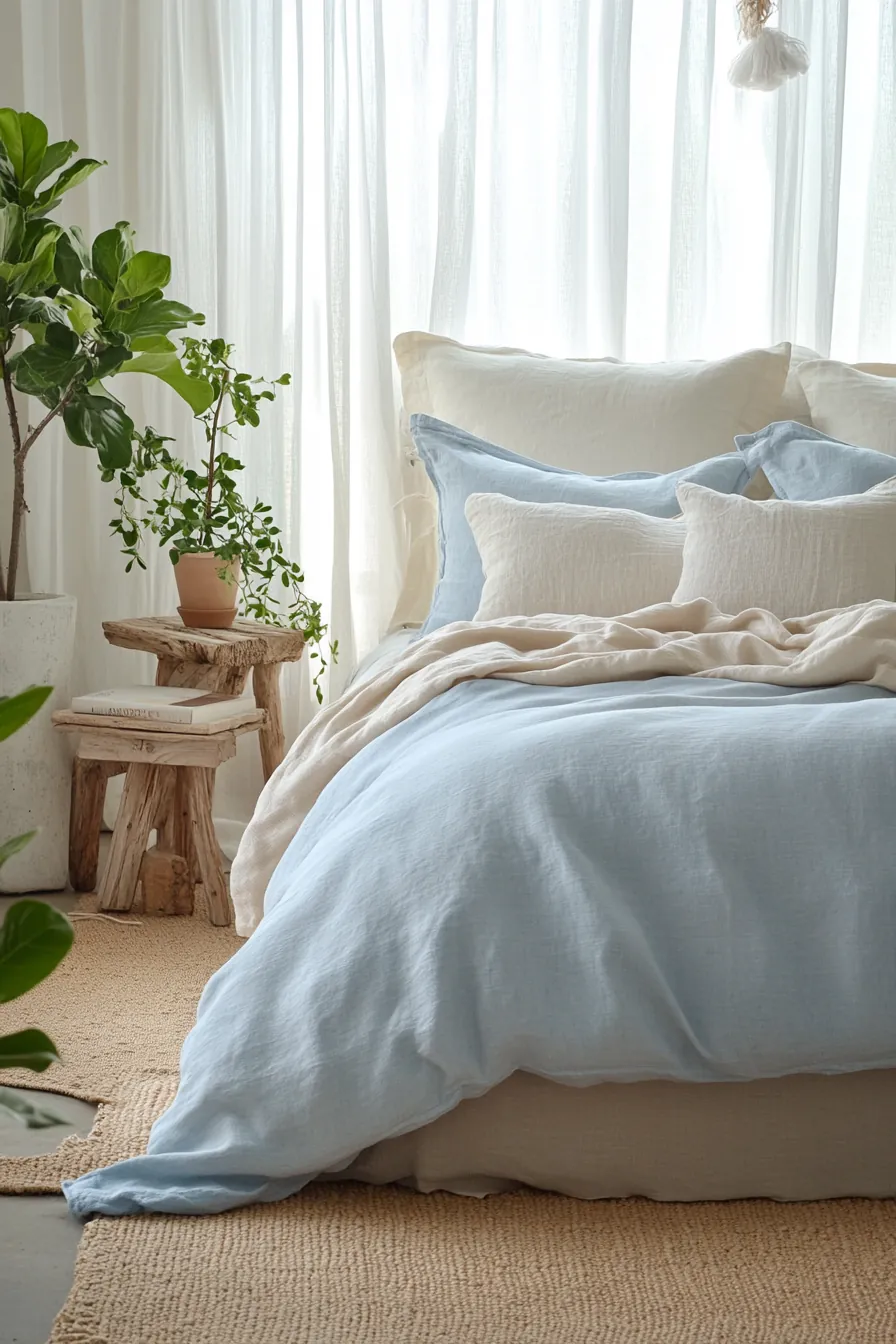 Elevate Comfort with Coastal Summer Bedroom Sustainable Accents and Natural Elements