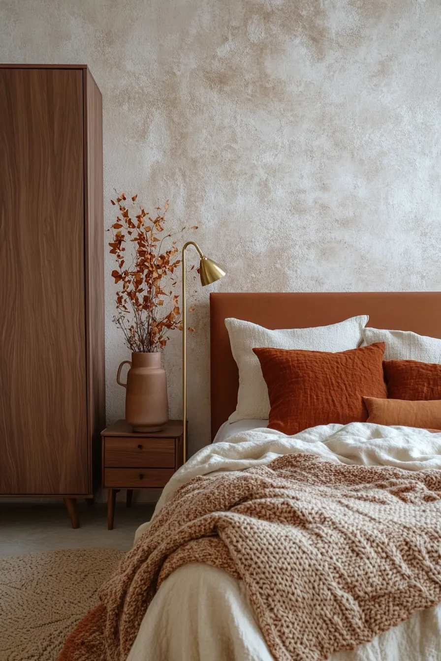 Elevate Comfort with Earth Tone Bedroom Walls Autumn Style Designs