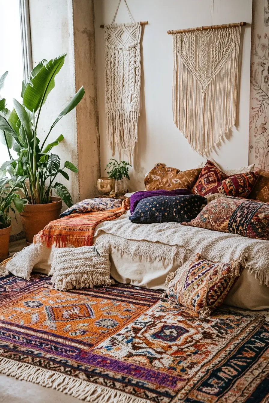 Elevate Your Boho Bedroom Vibe with Layered Rugs