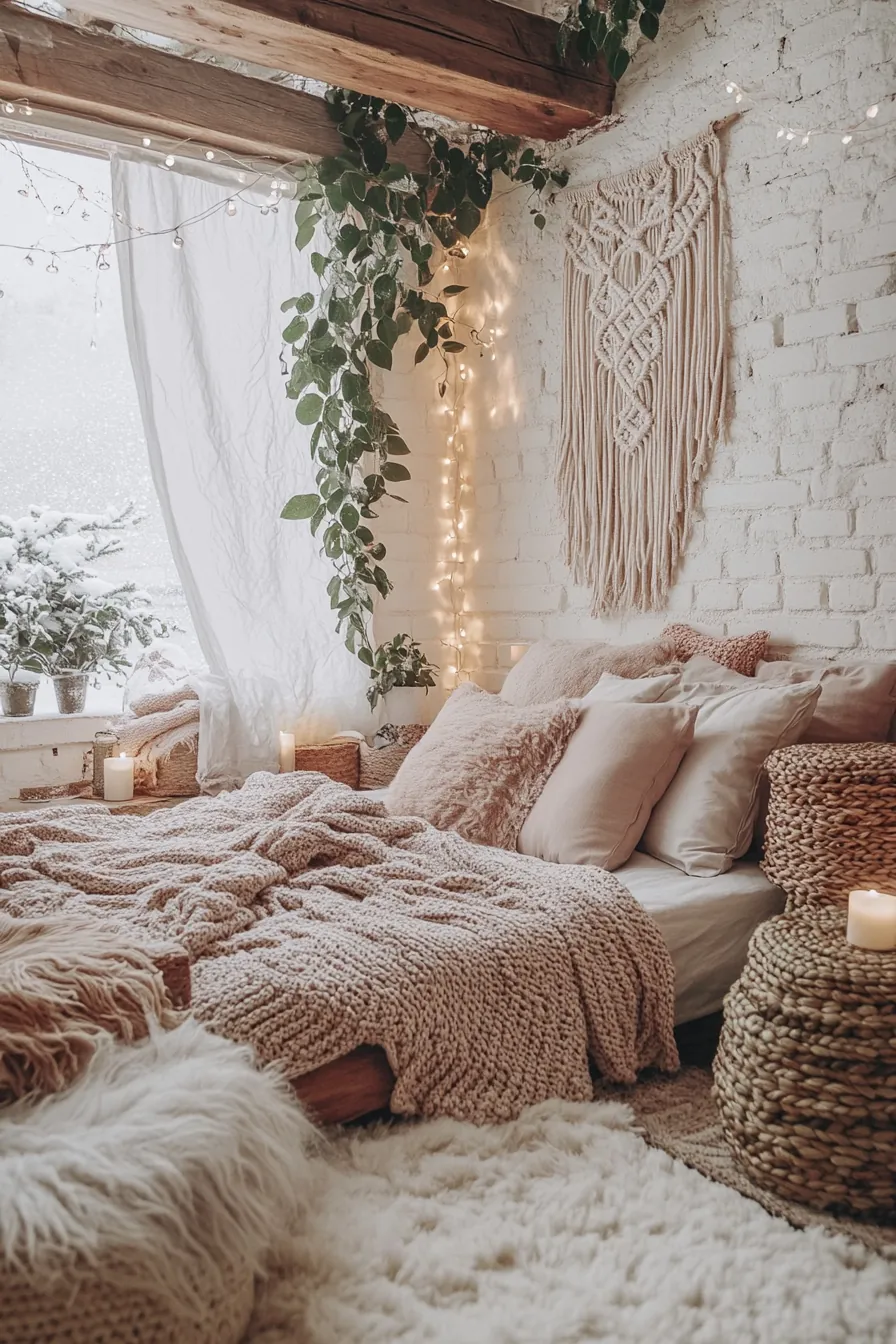 Elevate Your Boho Chic Space with Warm Neutral Winter Bedroom Decor